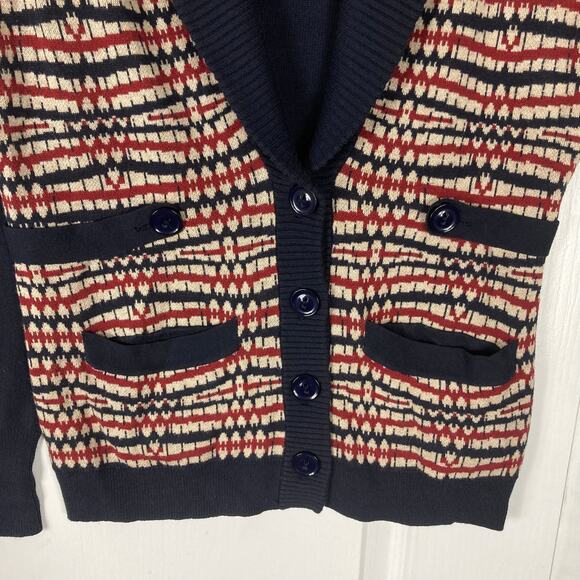 NWOT PLENTY BY TRACY REESE Cardigan M Silk Cotton Geo Print Shawl Neck Buttons - Picture 5 of 9